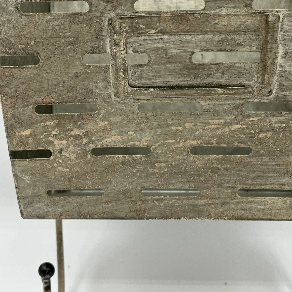 Galvanized Metal Wall Organizer Mail Bin with 2 Hooks Industrial Farmhouse Gray